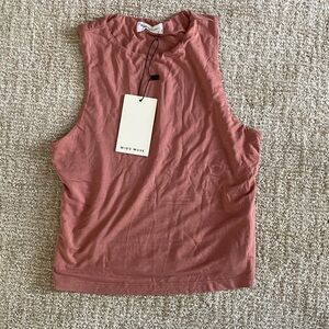 Miou Muse Dusty Rose Muscle Tank - Sleeveless Crew Neck